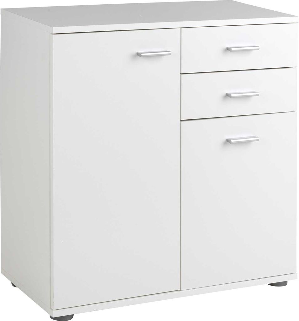 Kommode - Weiß - B 71 cm - zwei Türen - zwei Schubladen - Produktbild 