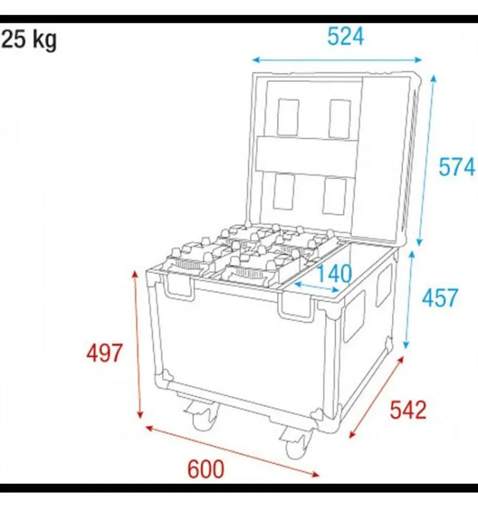 Flightcase Showtec pour 4 Shark Wash Zoom Two, Spot Two et Beam One - 6