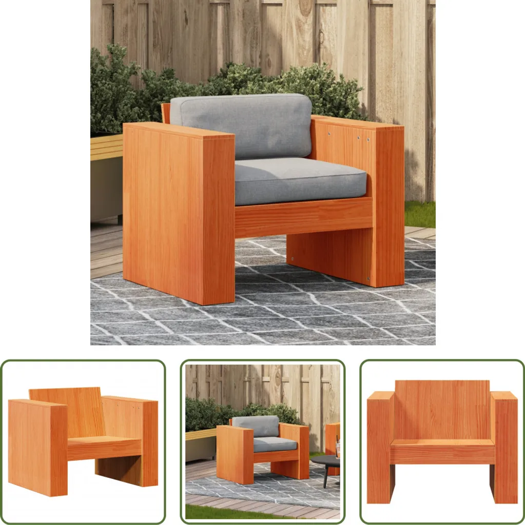 Poltrona Giardino 79x60x62 cm Pino Massiccio Marrone Cera