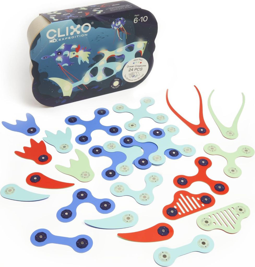 Clixo Ocean Creatures, mit 24 Teilen, Magnetspielzeug für Immagine del prodotto 