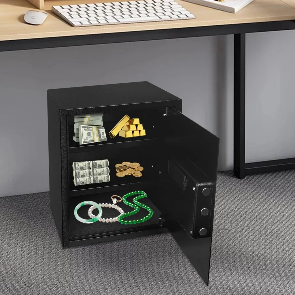 Coffre-fort pour protéger bijoux et documents avec code de sécurité noir - 5