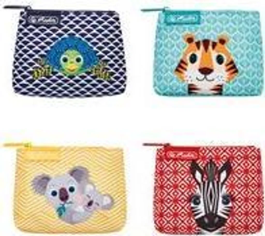 Porte-monnaie zippé en toile résistante Cute Animals Herlitz 11,5x9 cm