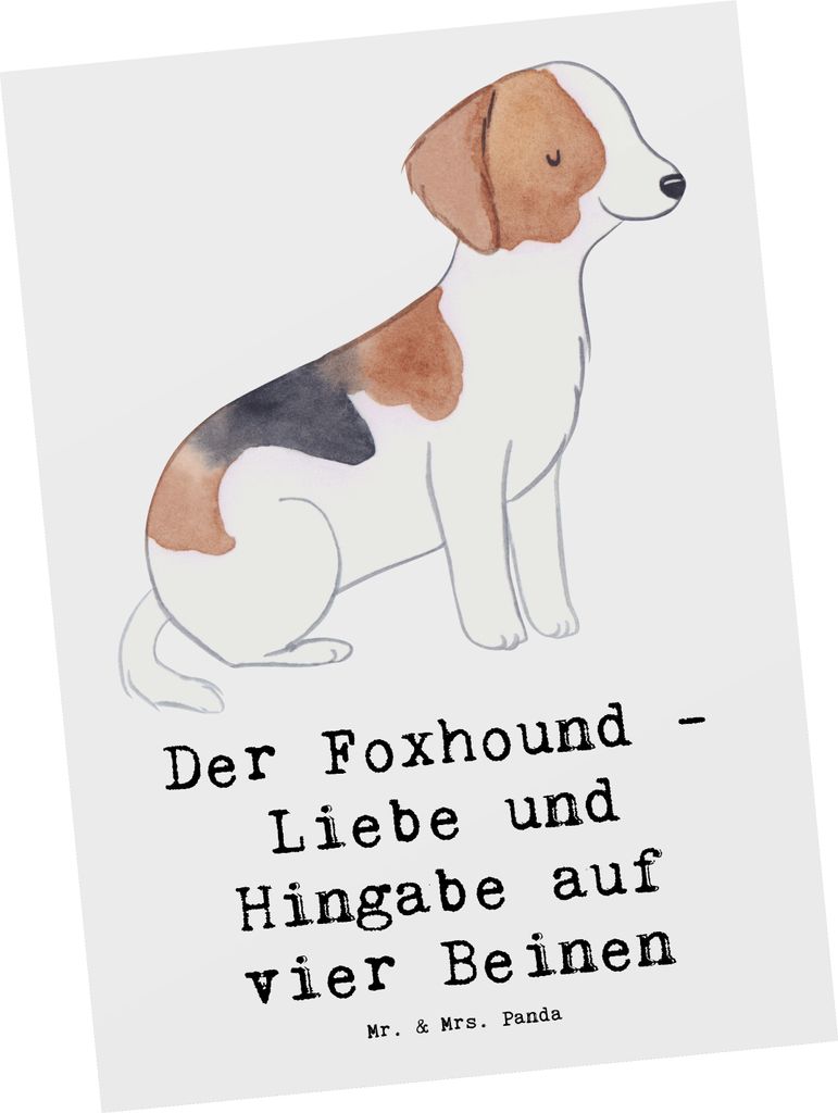 Mr. & Mrs. Panda Postkarte Liebevoller Foxhound - Weiß - Geschenk, Postkarten, Ursprung, Hundeliebhaber, Vier Pfoten, Beine, Hunderasse, Ansichtsk...