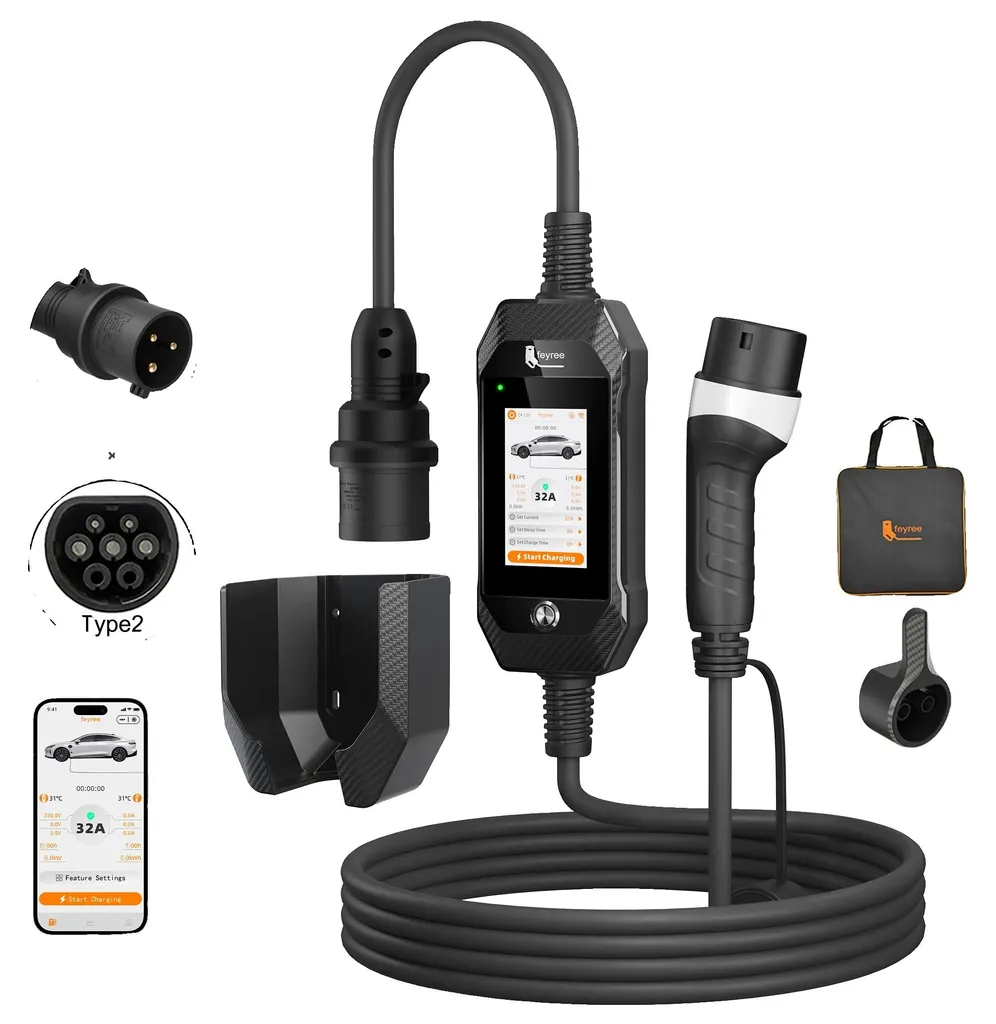 Chargeur véhicule électrique 7 kW Wi-Fi intelligent noir modèle EV-700