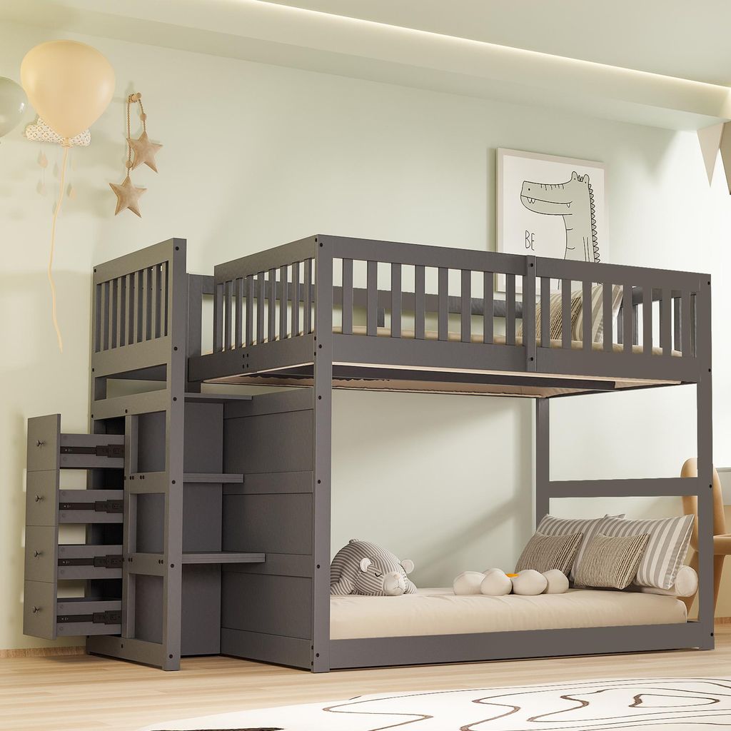 OKWISH Lit superposé bas 140×200 cm avec espace de Image du produit 