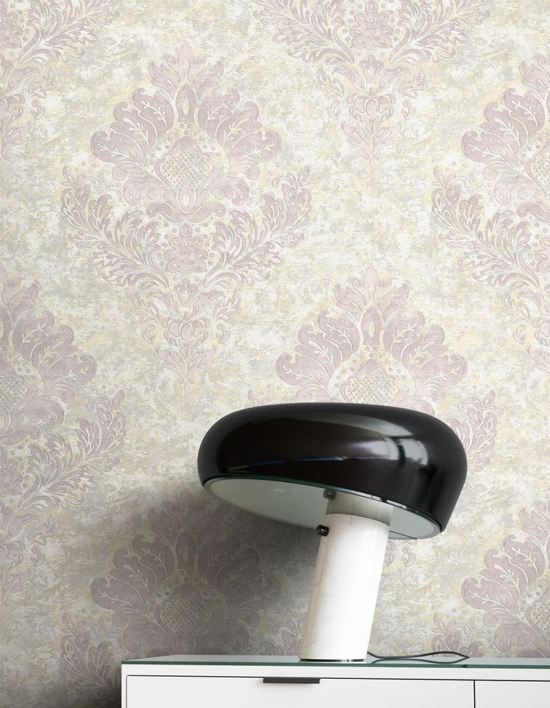 NEWROOM Tapete Grau Vliestapete Ornament - Barocktapete Barock Creme Prunk Glamour