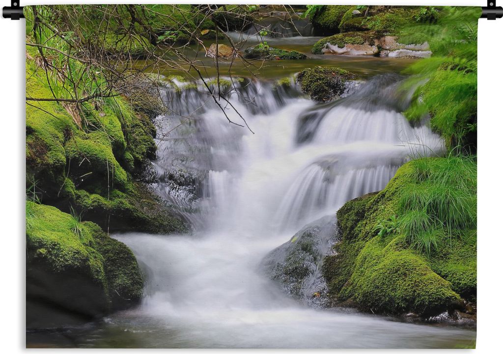 MuchoWow Wandteppich Wandbehang Wasser - Natur - Wasserfall 120x90 cm Tapisserie Dekoration Wandtuch - Wohnen - Aufhänger für die Wand