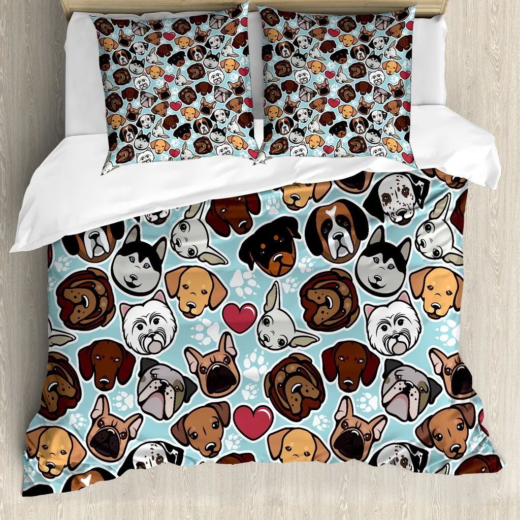Housse de couette adaptée aux allergies et acariens motif chien