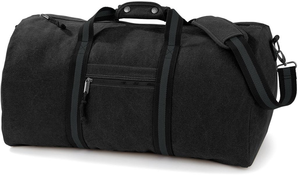 Quadra QD613 | Vintage Canvas Holdall / Reisetasche | 58 x 30 x 30 cm - Farbe: Vintage Black - Größe: 58 x 30 x 30 cm