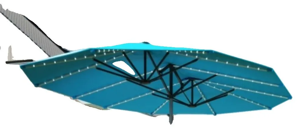 Double parasol 451 x 267 cm en polyester 200 g/m² avec manivelle grise