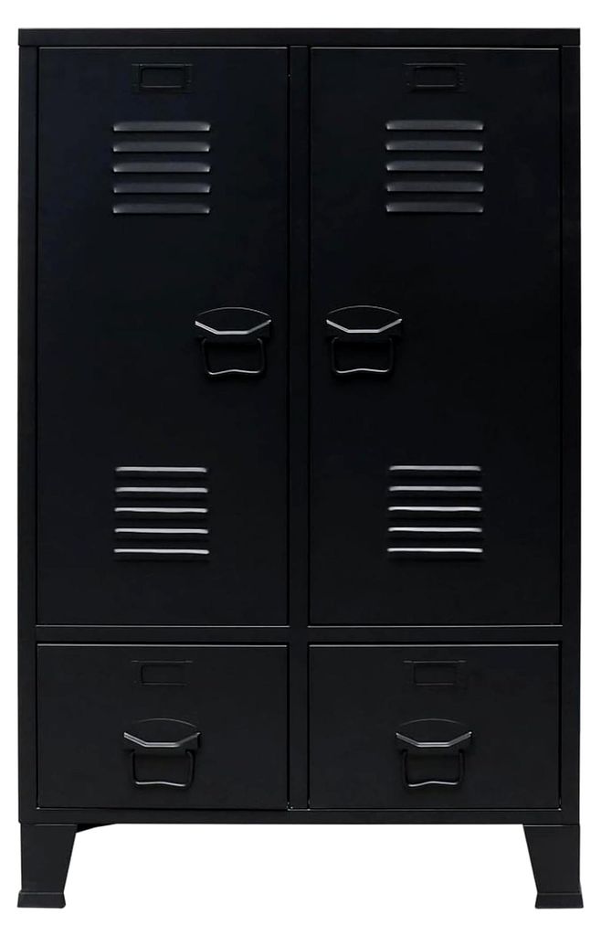 Kleiderschrank aus Metall im Industrie-Stil 67 x 35 x 107 cm Schwarz