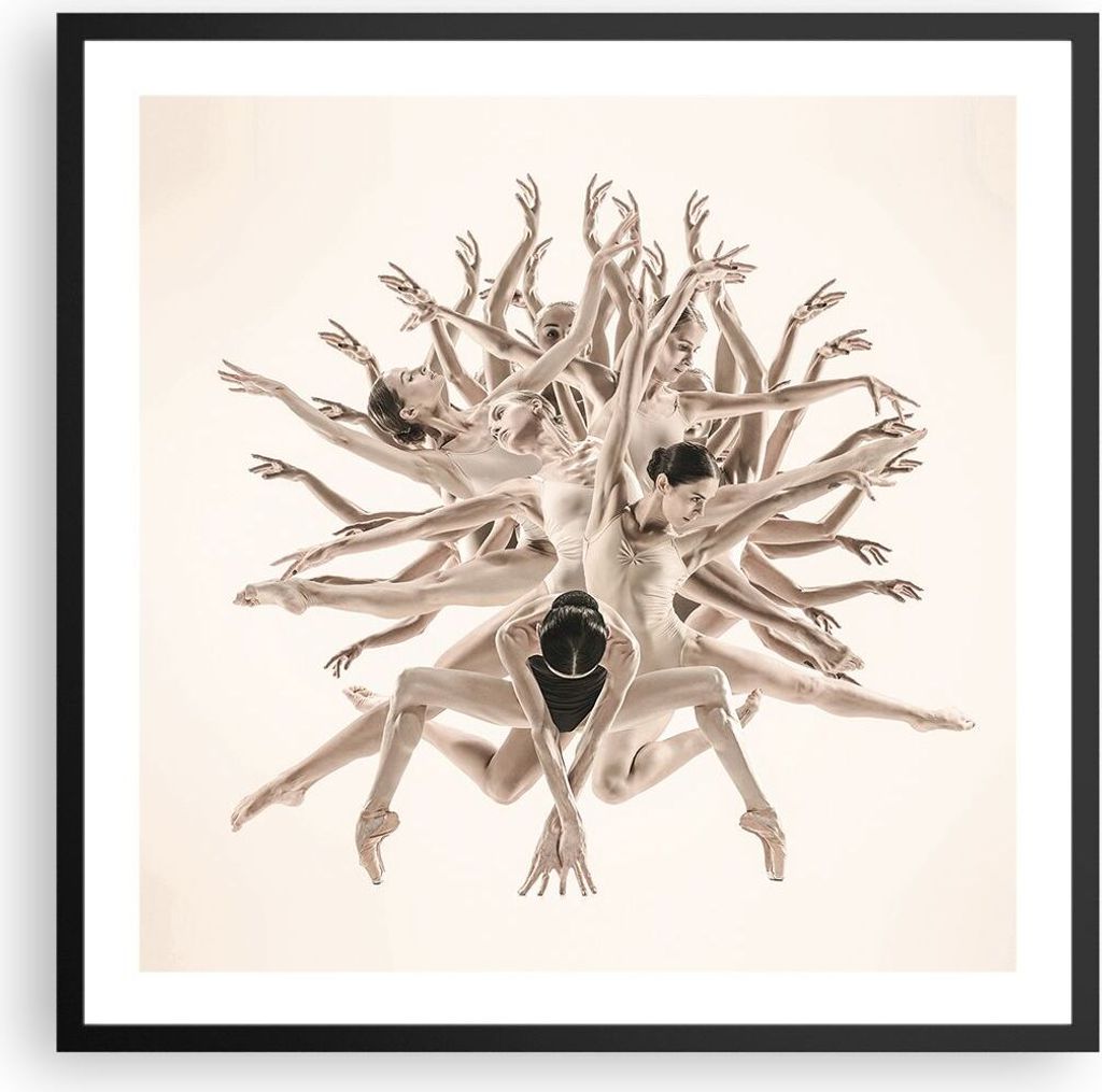 Gerahmtes Poster - Schwarzer Rahmen - Modern Stück Ballett - 60x60 cm - Wand Bild - Wanddeko - Wandbilder - Kunstposter - Wandposter - Bilderrahme...