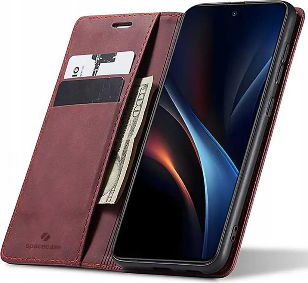 SPACECASE Custodia Galaxy S25 Ultra Rossa - Pelle Portafoglio Premium