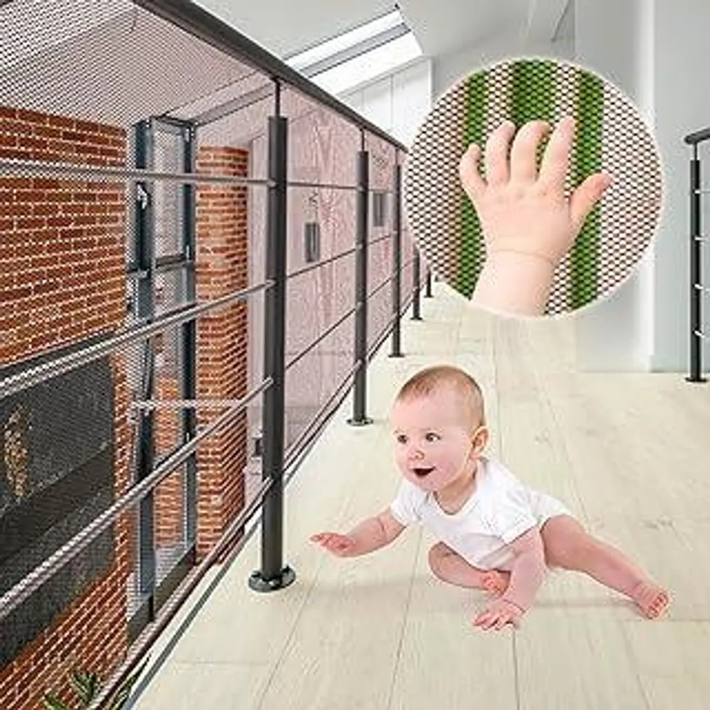 Rete di protezione per scale, rete di sicurezza per ringhiere da 3 metri, rete di sicurezza, rete di protezione per scale per bambini, rete per balconi per bambini, rete di sicurezza per bambini, rete di protezione per scale per bambini, rete di sicurezza (marrone)