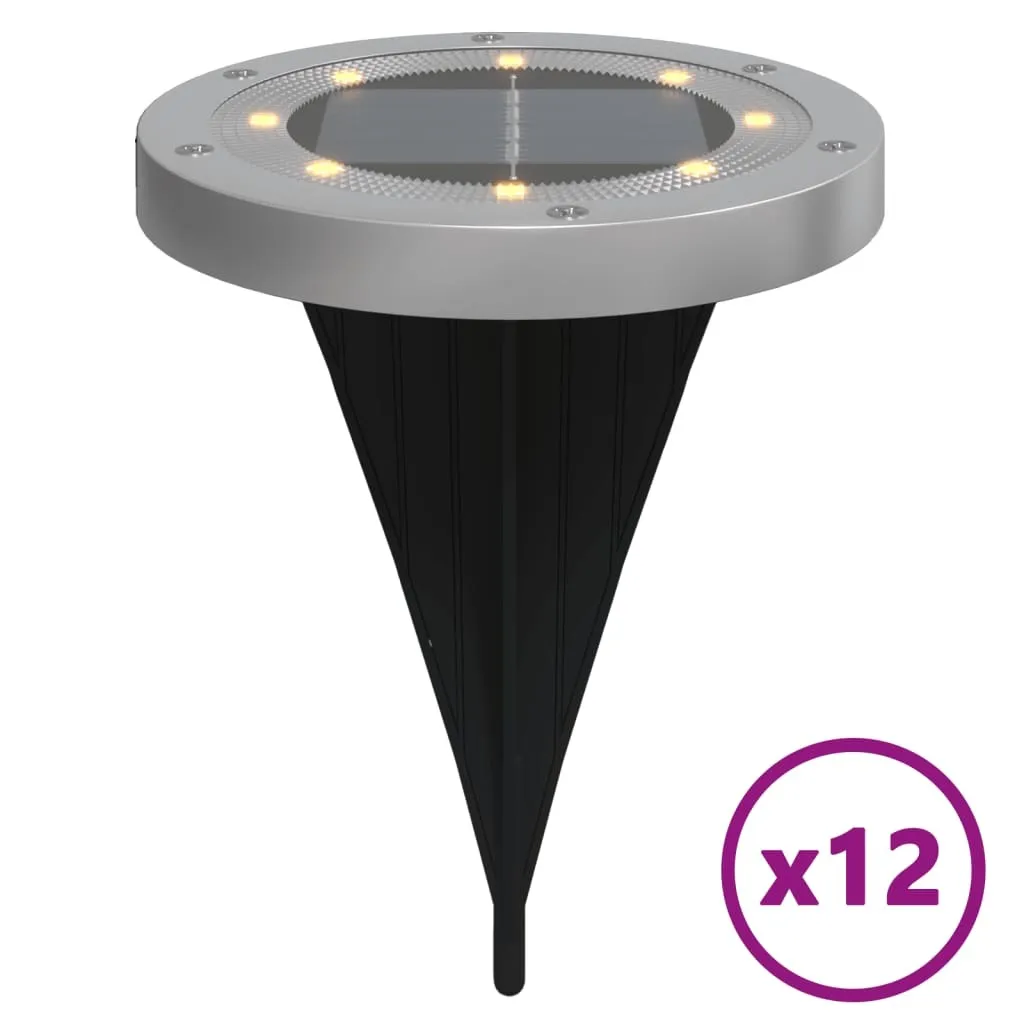 Luci di terra solari con picchetto di terra 12 pz. Bianco caldo