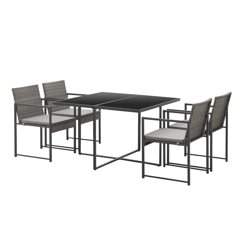 Ensemble de jardin Bahamas 200205 en polyrattan taille M style industriel