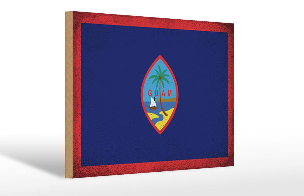 Holzschild Flagge Guam 30x20cm Flag of Guam Vintage