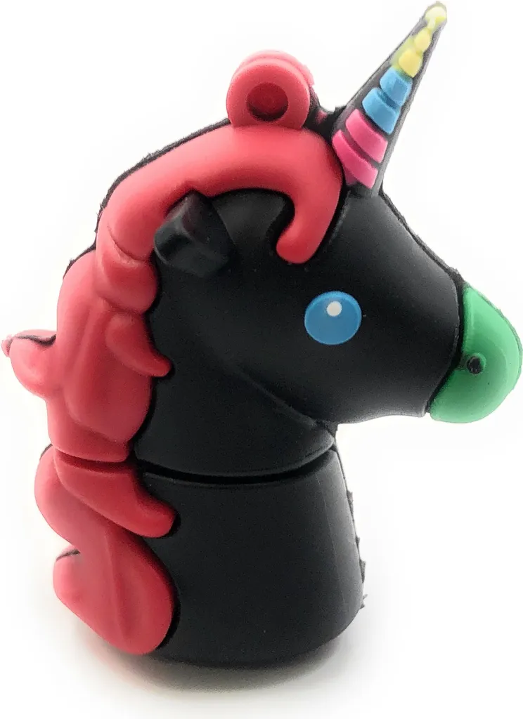 Onlineworld2013 Unicorno Creatura mitica nera Divertente Chiavetta USB 64 GB USB 3.0