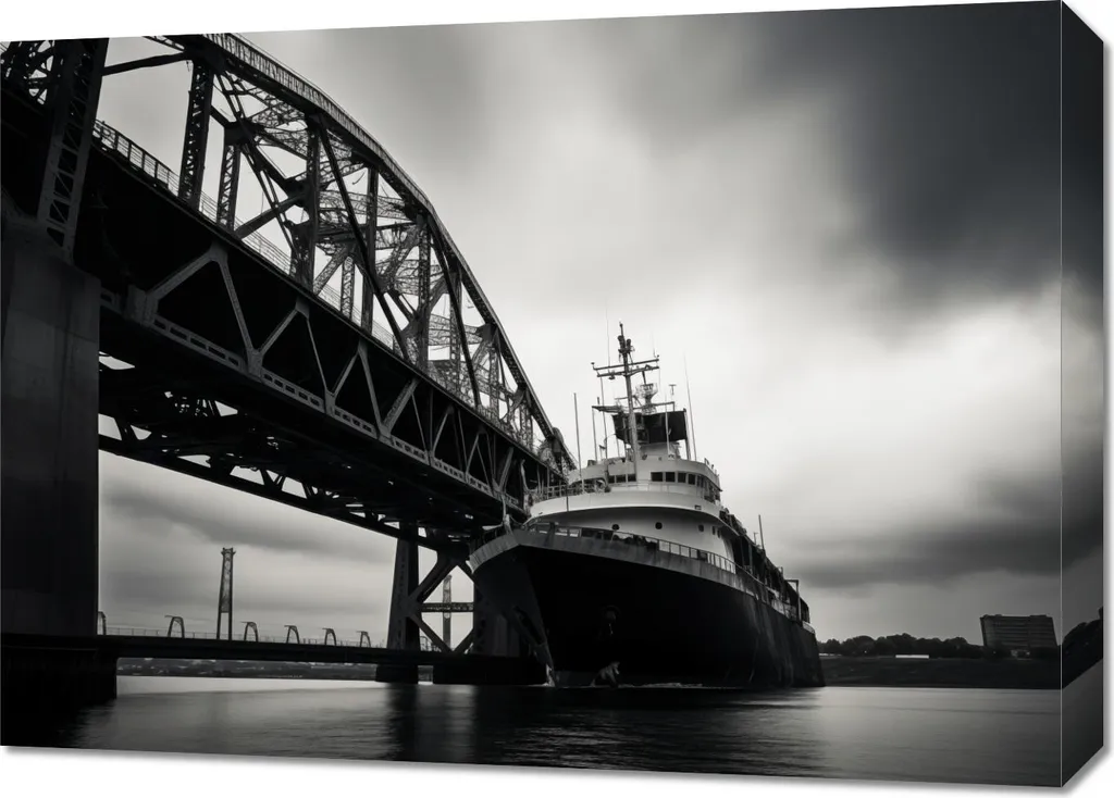 Tableau déco 70 x 50 cm Bateau près du pont pour mur de chambre