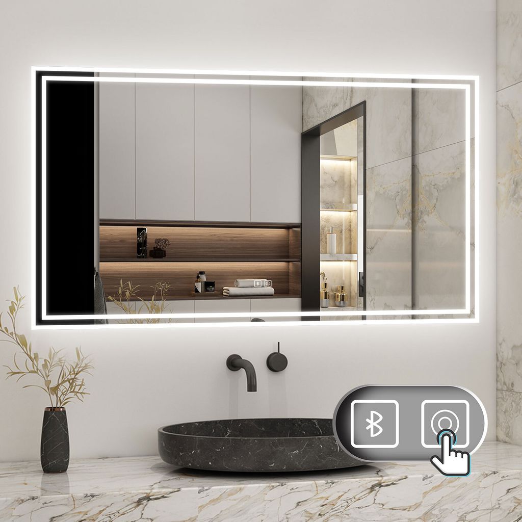 LED Spiegel mit Bluetooth 120×70cm Kalt/Neutral/Warmweiß Produktbild 