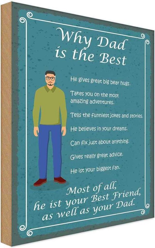vianmo Holzschild 30x20 cm why Dad is the best Papa bester Familie Freunde