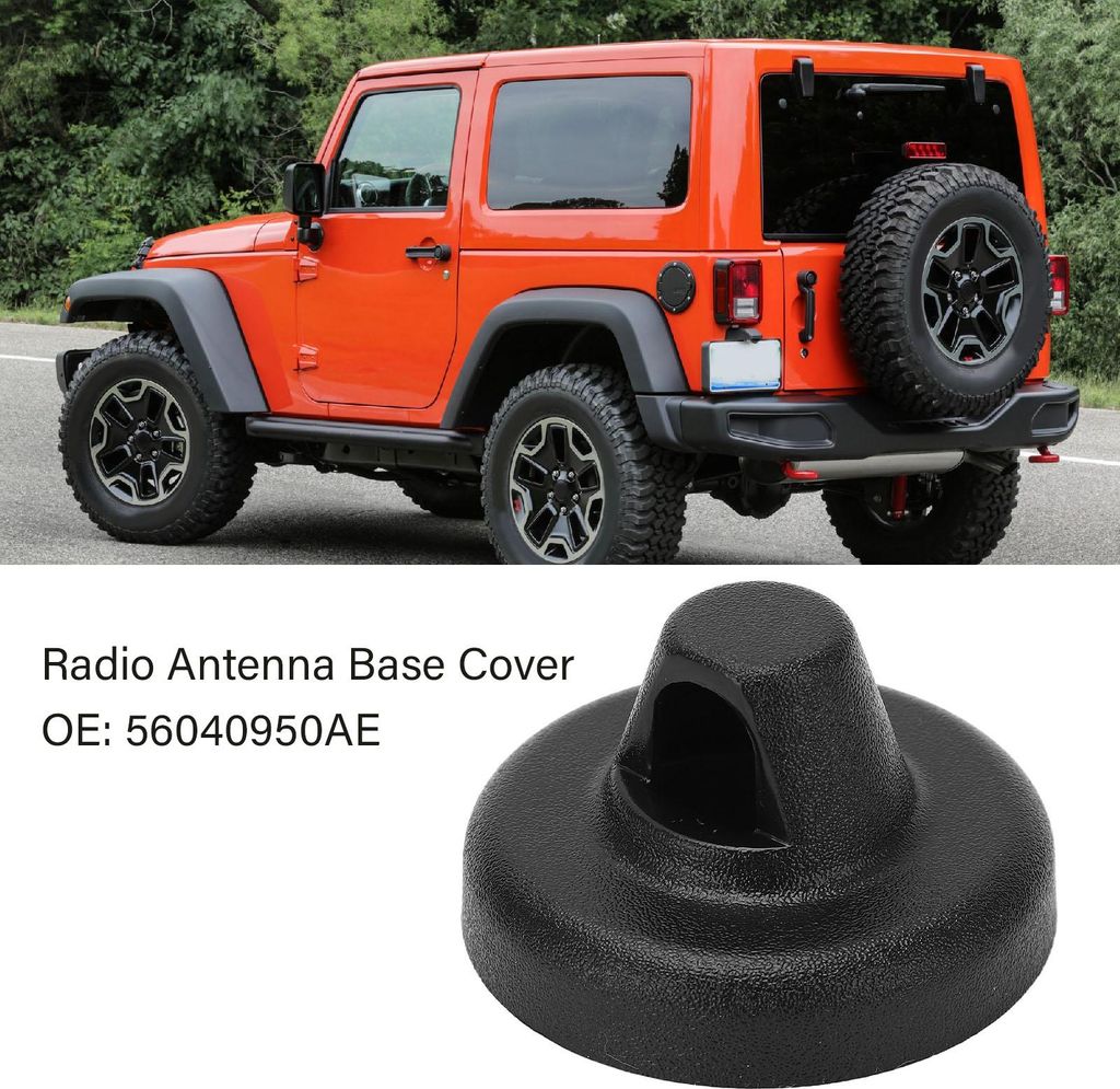 Radioantennen-Basisabdeckung, schwarz, 56040950AE, Ersatz für Jeep Wrangler JK JL JT ab 2007