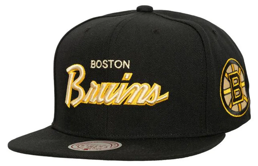 Casquette Boston Bruins Noire Broderie Cream Script Mitchell & Ness NHL