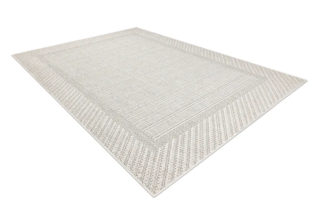 Grand Tapis de Salon BOHO 240x330 cm - Texture Bouclée Gris et Beige