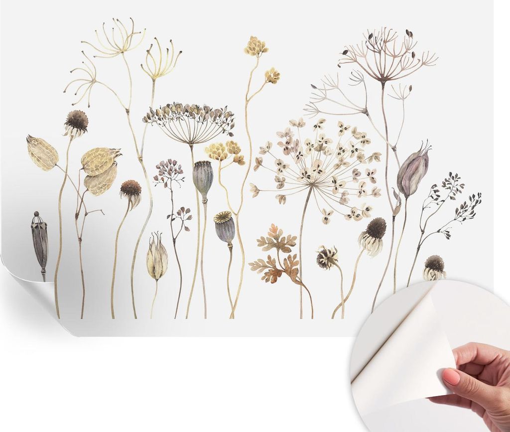 Selbstklebende Wandtapete - Dekorative Tapete für Wohnzimmer - Klebefolie für Wandbilder - Tapetenfolie für Wanddekoration - 152x104 cm - Wildbl...
