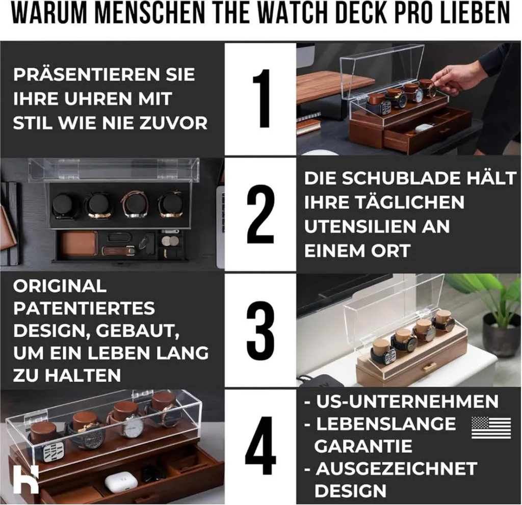 Holme & Hadfield Watch Deck | Organizer Orologi Design Moderno Legno - 2