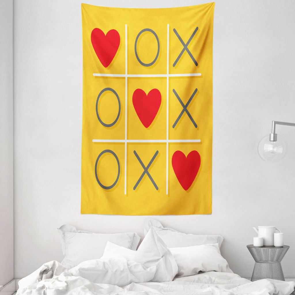 ABAKUHAUS Liebe Wandteppich und Tagesdecke, Romantischer Xoxo Kuss Entwurf aus Weiches Mikrofaser Stoff Waschbar ohne Verblassen Digitaldruck, 140 ...