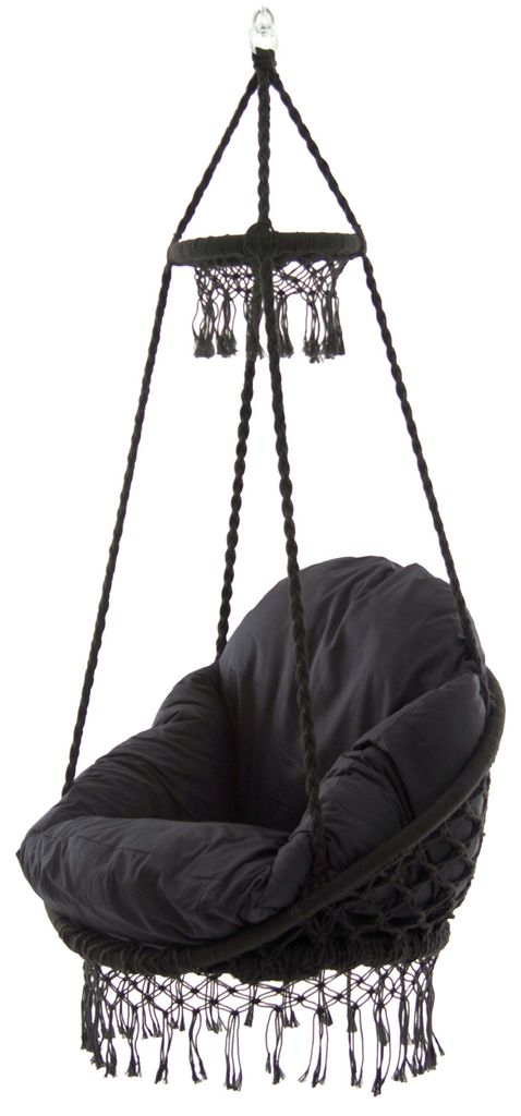 VIVERE Luxus-Macrame-Stuhl mit Fransen 80 x 80cm / 100 kg - Dunkelblau