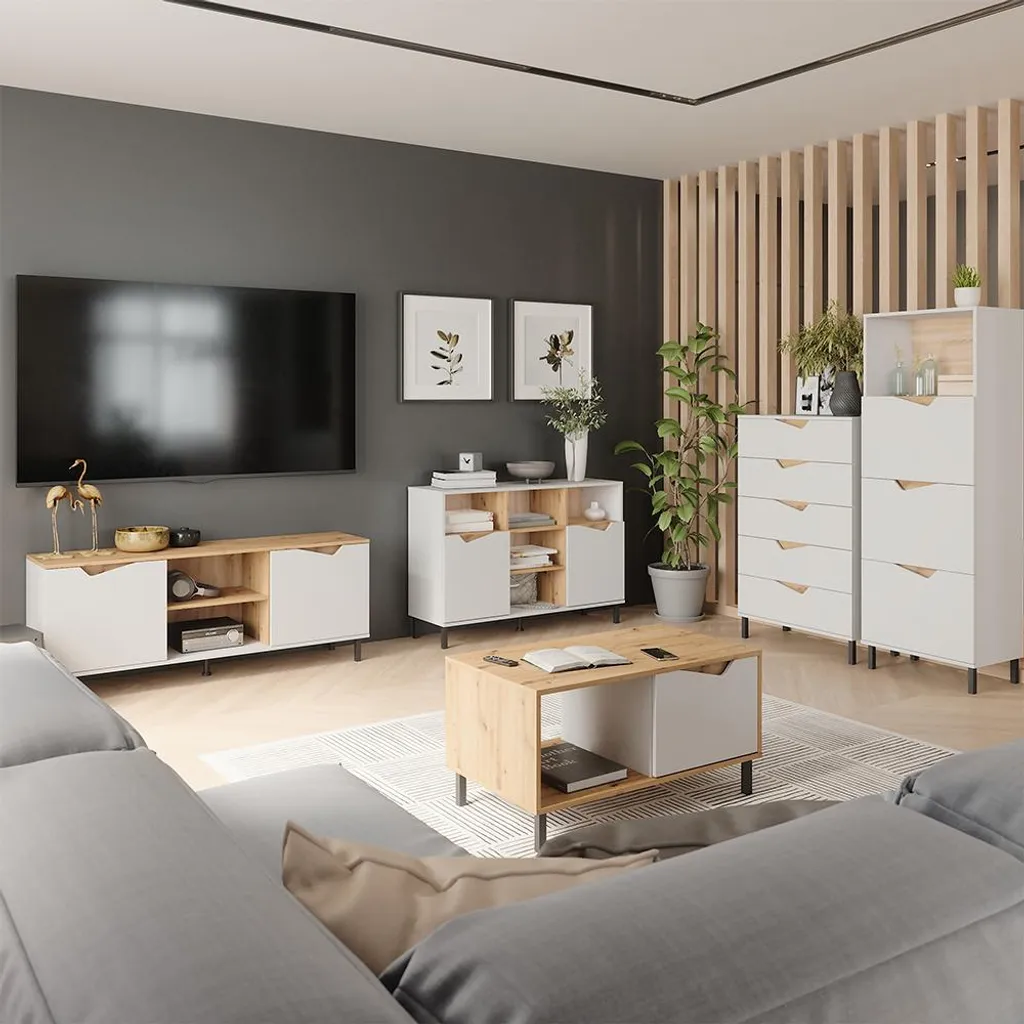 Armoire de rangement haute Vicco Marelle 4 compartiments blanc