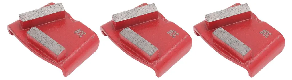 Lot de 3 meules diamantées trapèze rouges grain 30 pour ponçage béton