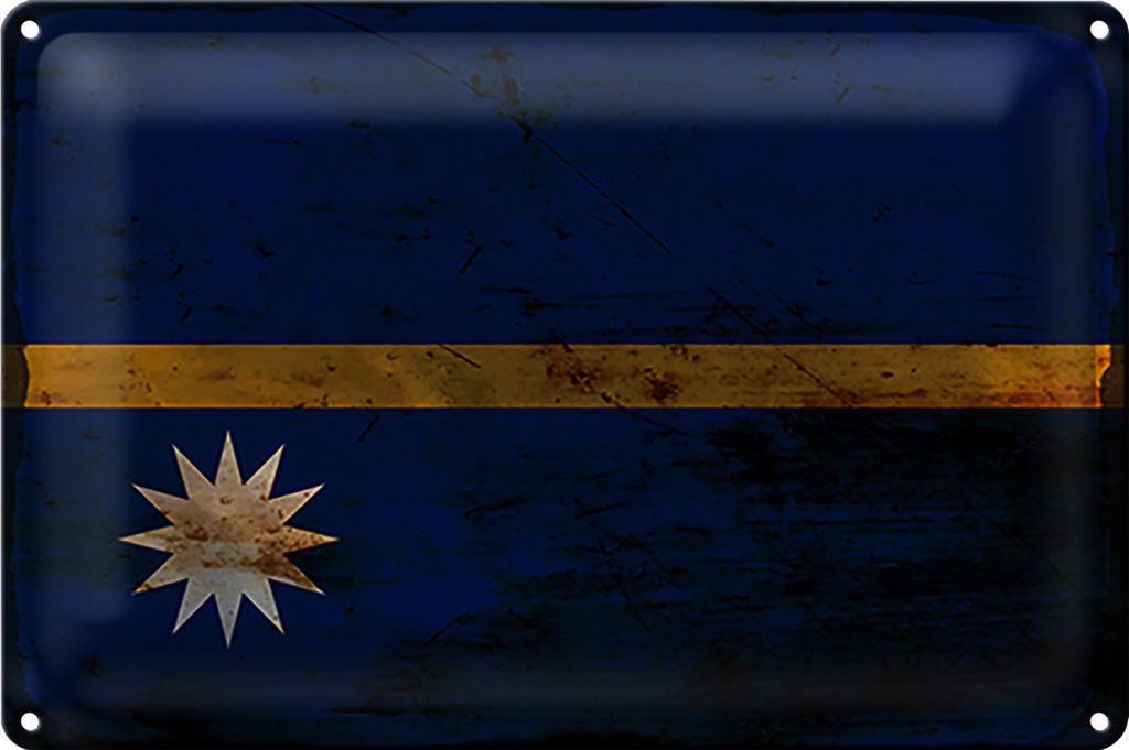 Blechschild Flagge Nauru 18x12cm Flag of Nauru Rost