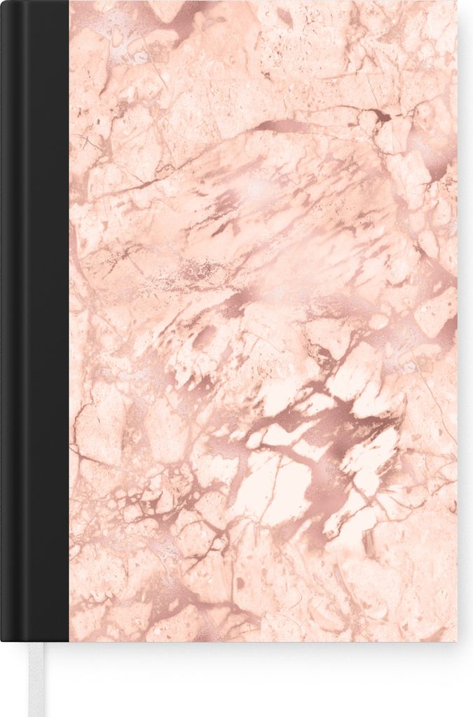 MuchoWow Notizbuch Tagebuch Haushaltsbuch Notebook A5 Marmor - Adern - Rosa - Notizblock - Notizheft - Notebook - Schreibblock - Papier