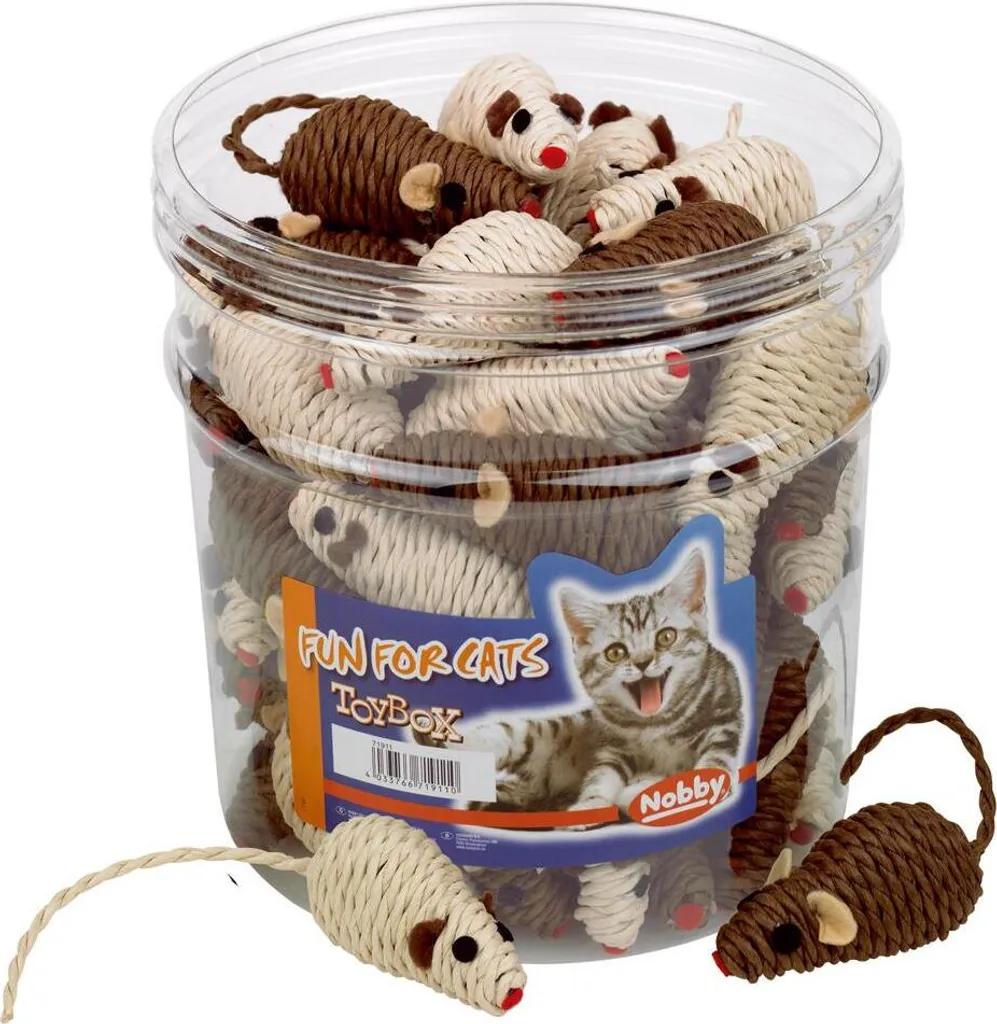 Boîte de 45 souris à griffer en sisal Nobby pour l'éveil de votre chat