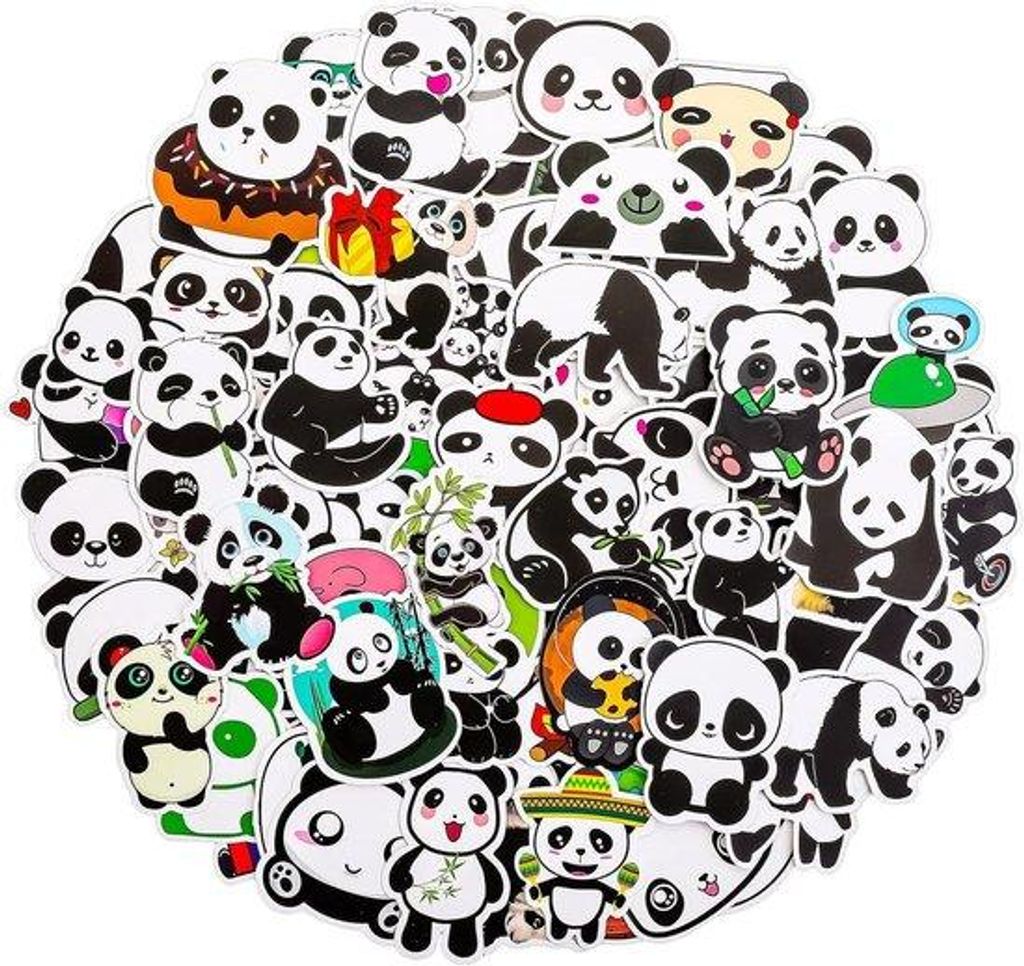 Wasserfeste Panda Aufkleber - Set von 100 für Laptop und Wasserflaschen