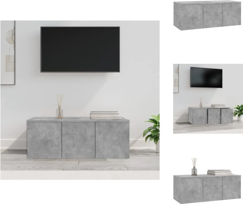 vidaXL Mobile Porta TV 80x34x30 cm Legno Grigio Cemento