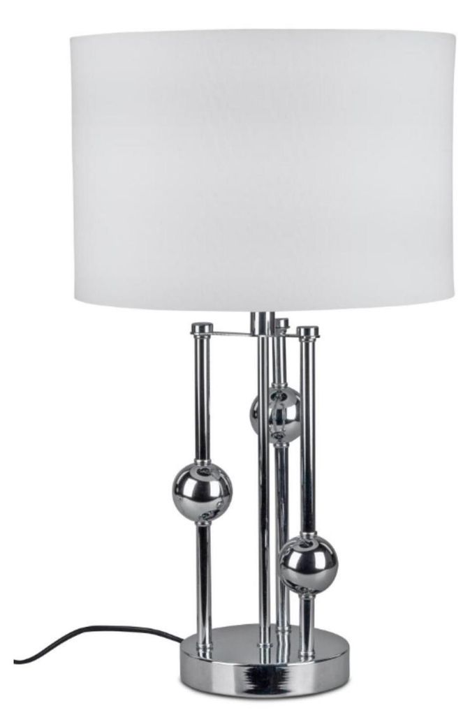 Tischlampe 3 Kugel mit rundem Fuß H.  52cm silber Metall Produktbild 