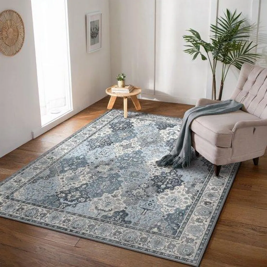 Tapis lavable style bohème vintage 80 x 150 cm avec envers adhérent