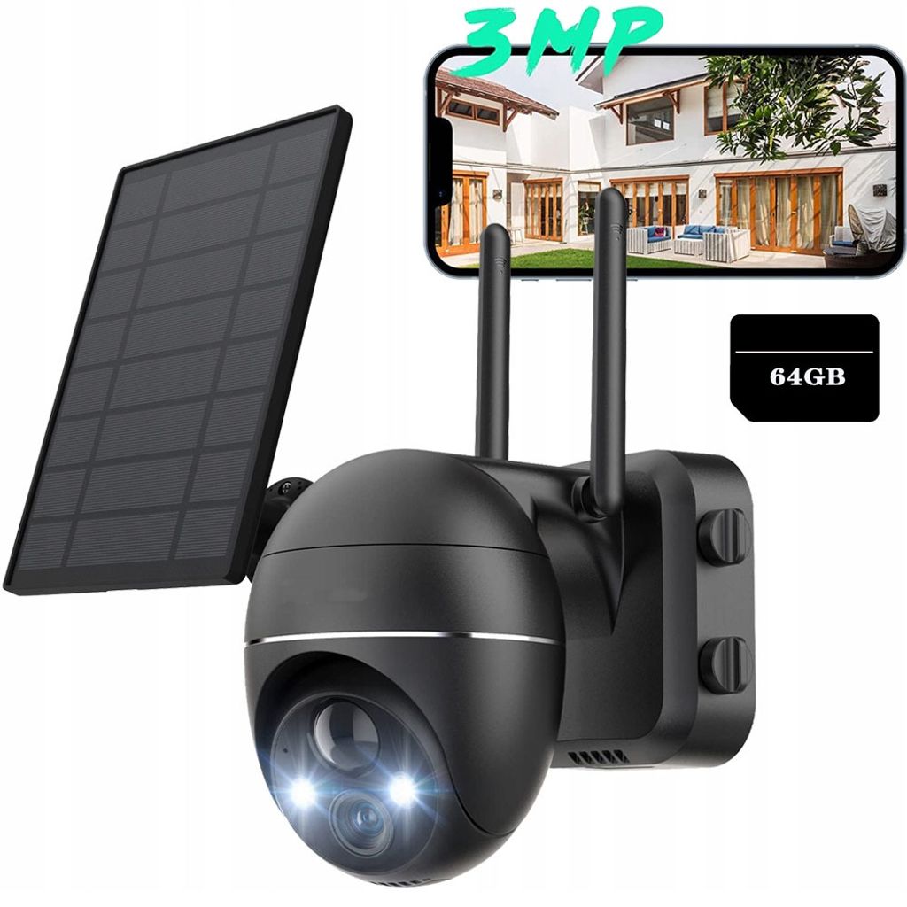 ZREE 2K Solar Überwachungskamera Aussen Akku, 355°/140° Pan Tilt Kabellose Wlan IP Kamera mit Farbnachtsicht, Sirene/Weißlichtalarm, 2-Wege-Aud...