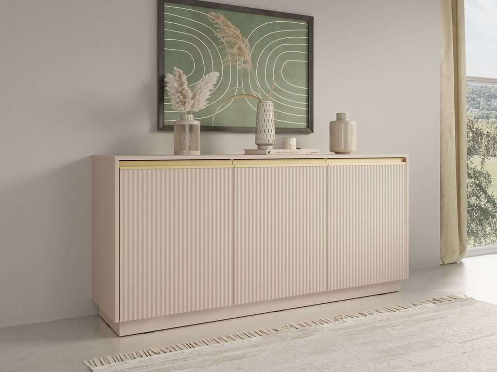 Breite Kommode mit Regalen MANANA - beige