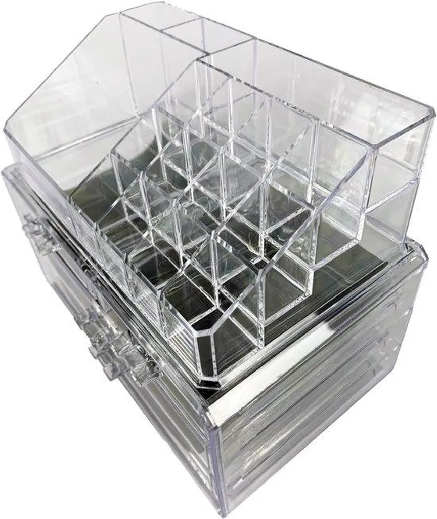 Rangement cosmétiques acrylique 4 compartiments pour coiffeuse chic
