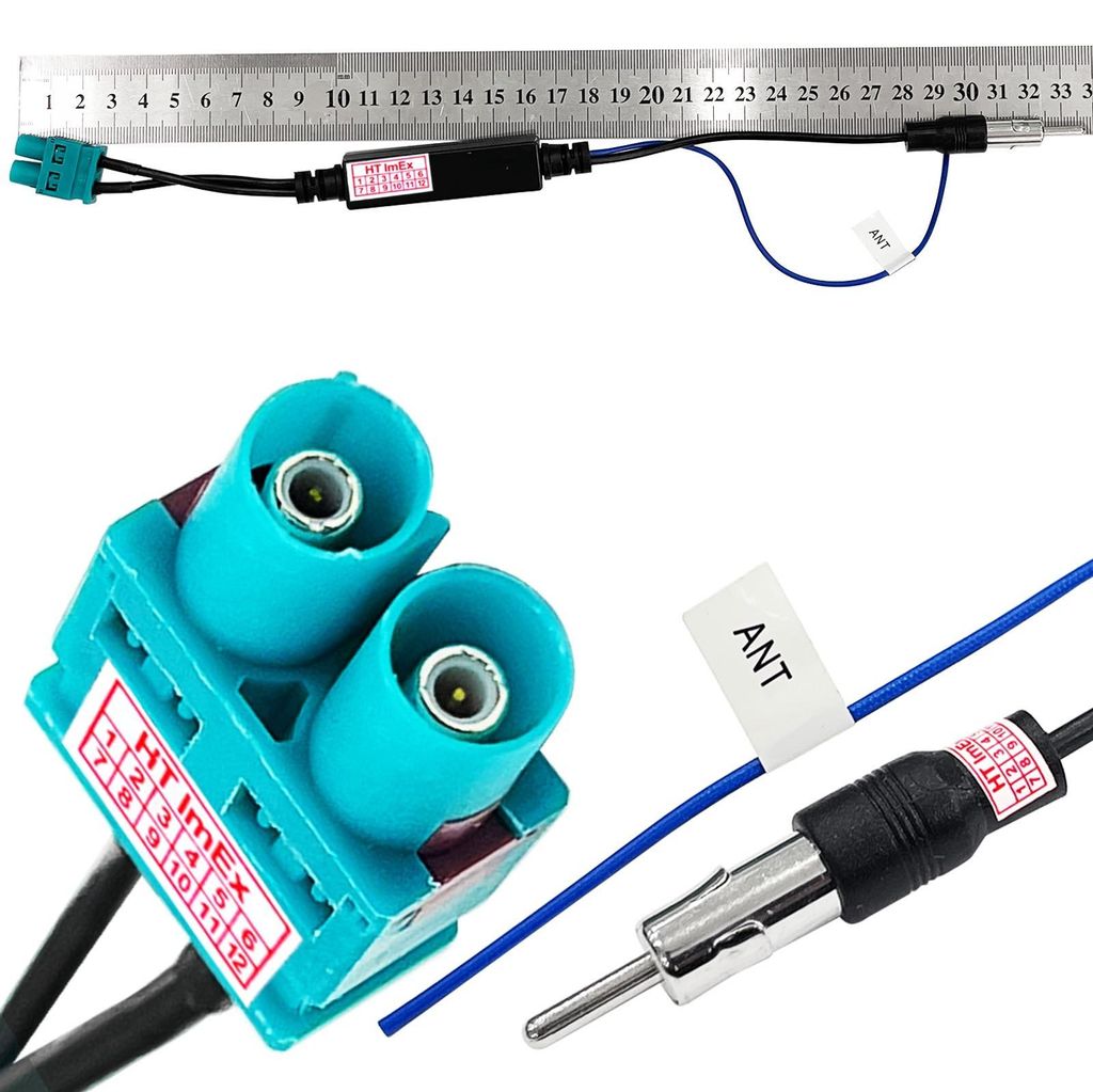 Antennenadapter Doppel FAKRA auf DIN kompatibel mit VW Volkswagen Audi Skoda Seat Autoradio Radio Antenne Adapter Kabel