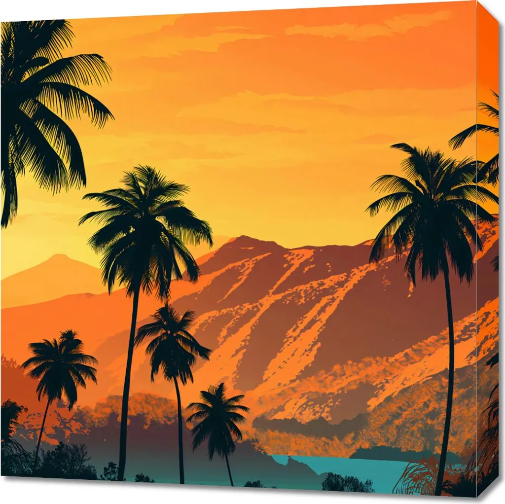 Quadro 60x60 cm Tramonto sulle Isole - Tela Canvas Alta Qualità