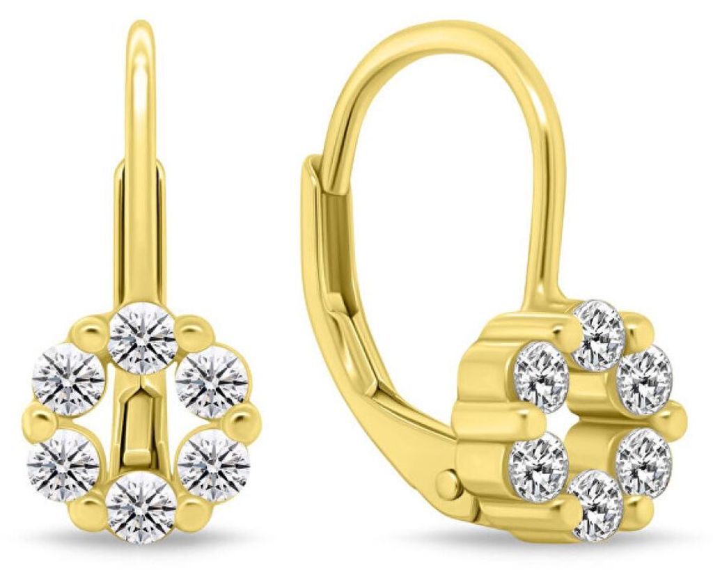 Gold-plated dangling earrings with cubic zirconia EA1278Y