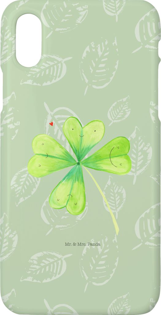 Mr. & Mrs. Panda Iphone 10 Handyhülle Blume Kleeblatt - Blattgrün - Geschenk, Neuanfang, Cover, Glücksbringer, Hülle, X, Umzug, Glück, Motivat...