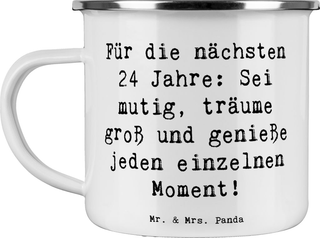 Mr. & Mrs. Panda Teetasse Spruch 24. Geburtstag Mutig Träumen - Weiß - Geschenk, Pott, Glückwünsche, becher emaille, Freundschaft, Tasse, Happy...