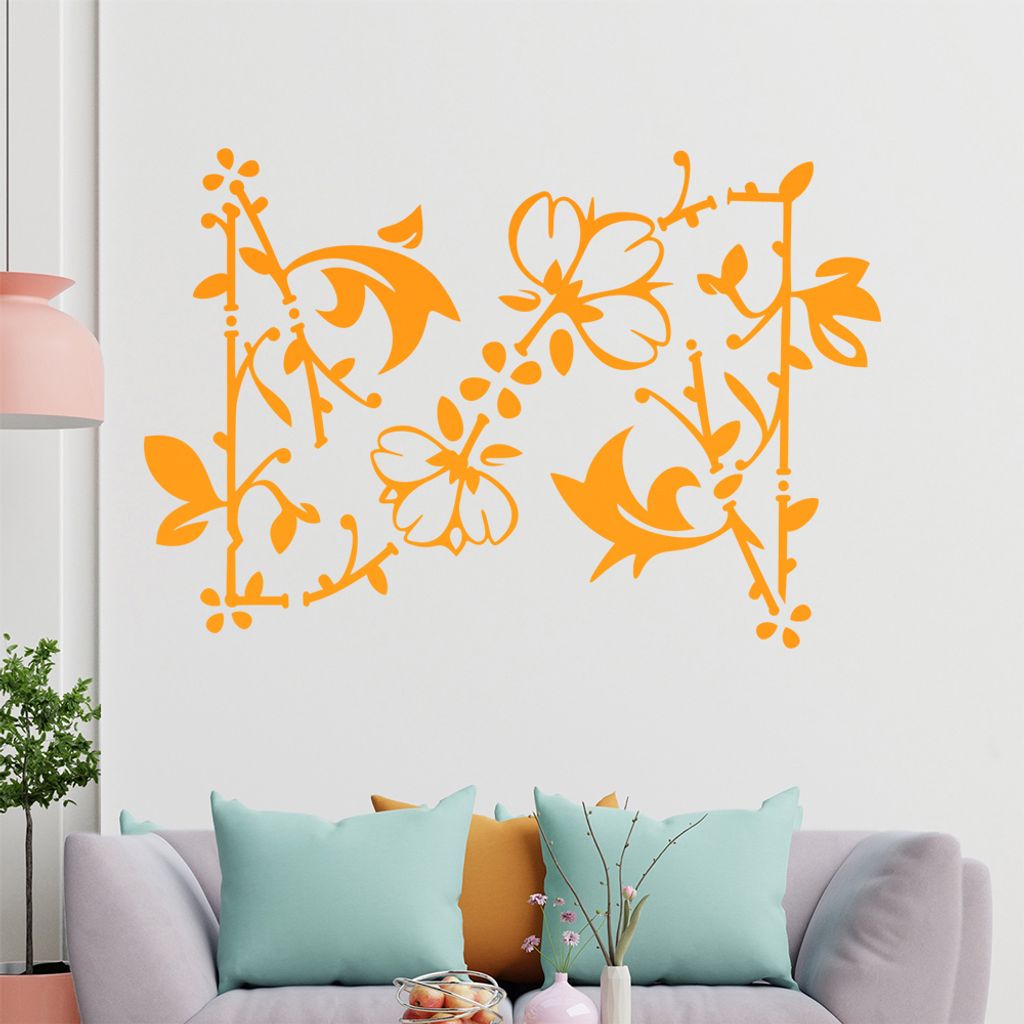 Blumenranke - Linien Wandtattoo in 6 Größen - Wandaufkleber Wall Sticker - Dekoration, Küche, Wohnzimmer, Schlafzimmer, Badezimmer